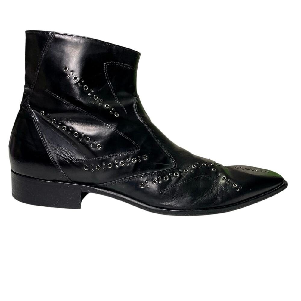 EUC – Aldo Men’s Black Leather Grommet Ankle Boots